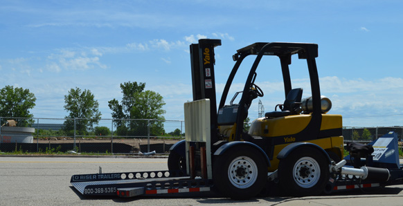 Forklift on ground ready for forklift repair.